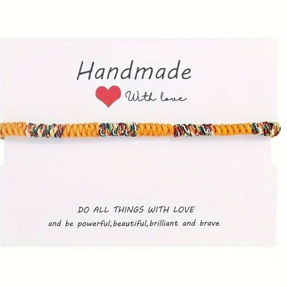 Vibrant Bohemian Braided Adjustable Rope Bracelet Red or Yellow - Picture 12 of 13